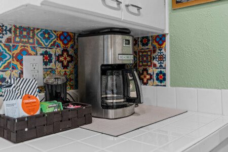 cairo st bungalow kitchen coffee station tiled backsplash